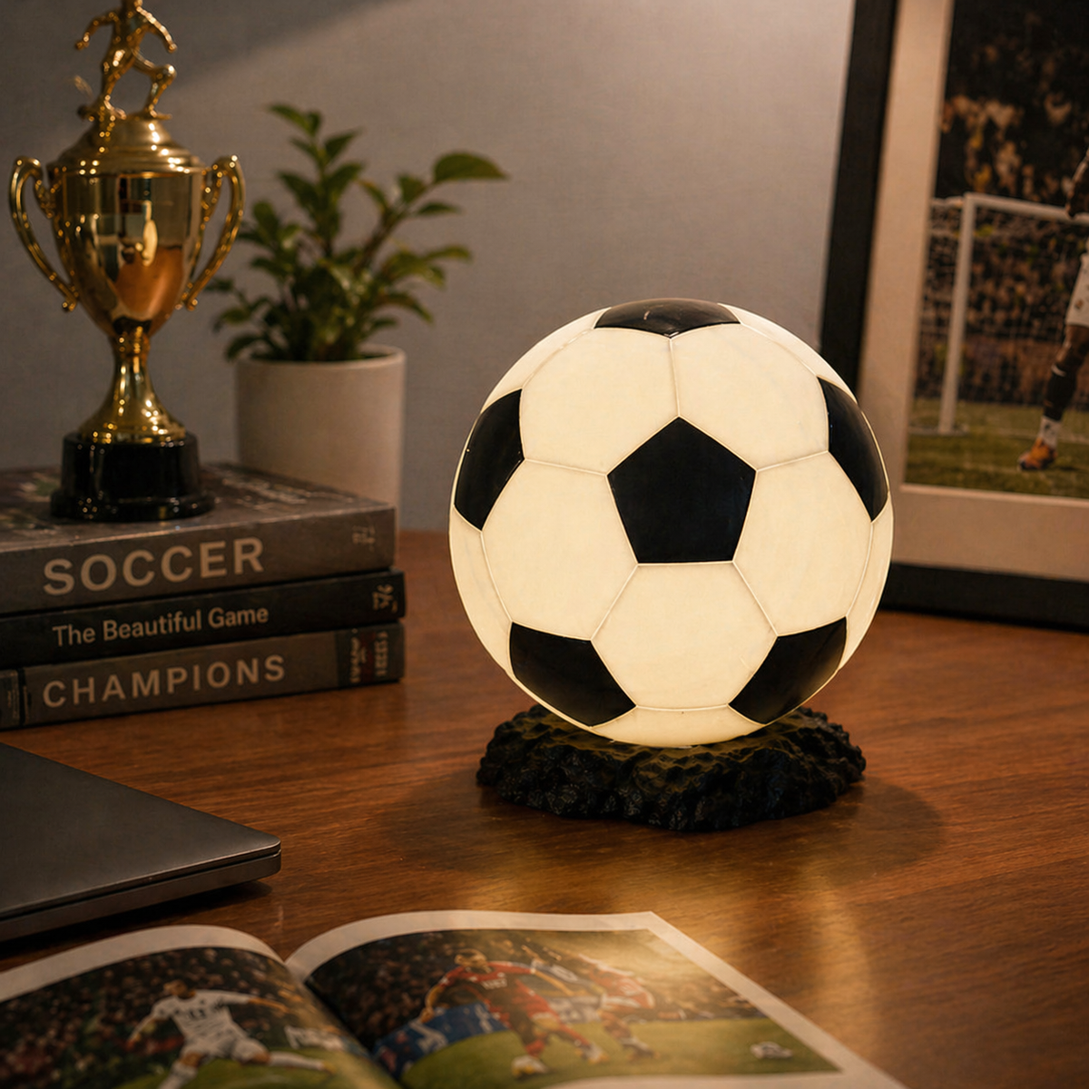 Soccer Photo Lamp, Custom Touch Night Light With 3 Color Modes, Football Lover Gift, Custom Picture LED Table Lamp