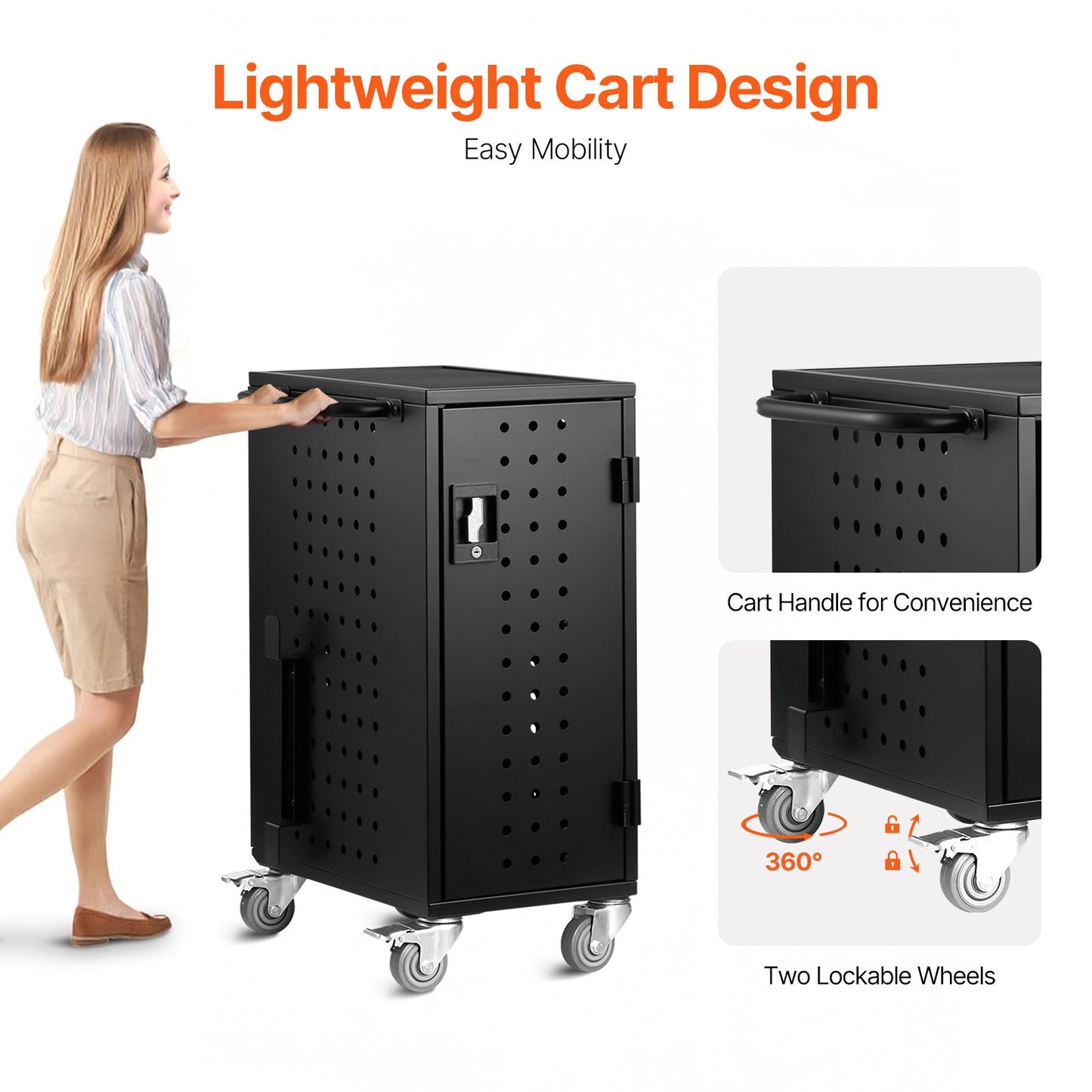 Charging Cart, 16 Device Mobile Charging Station, Up To 15.6 In Screen Size, Office And Classroom Mobile Charging Cart, For Chromebook, Tablet And Laptop