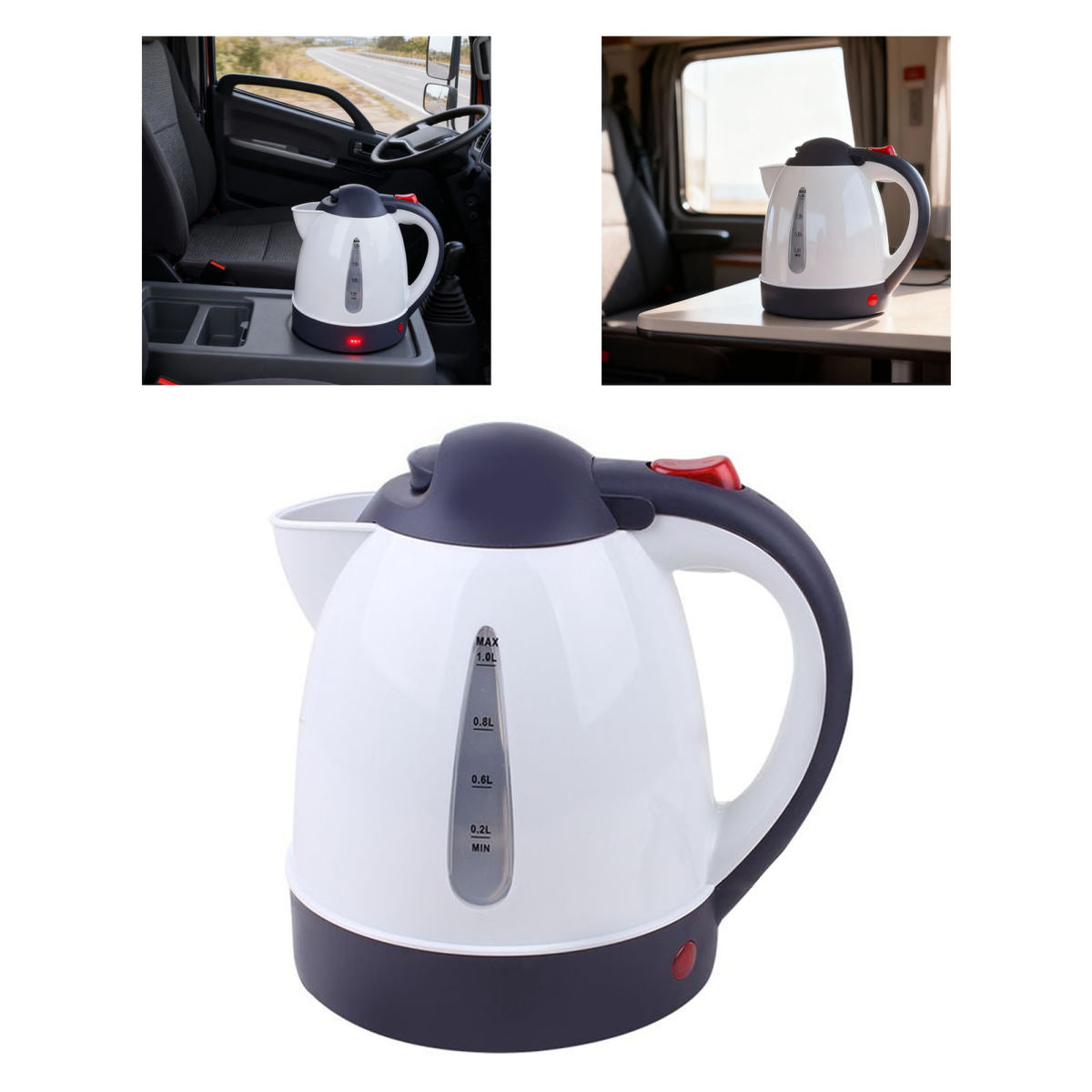 Portable Car Electric Kettle 1000ml Road Trip Travel Cigar Lighter Car Truck Heated Water Tea Coffee Kettle Auto Shut Off 150W
