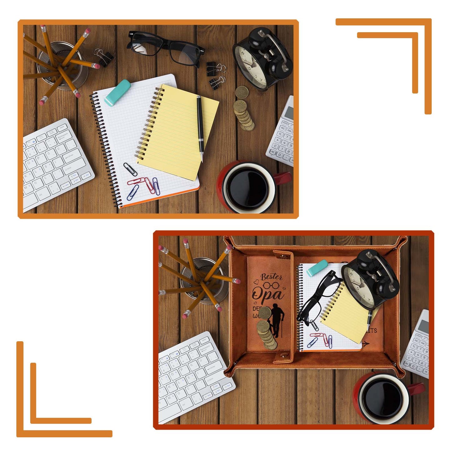 Leather Tray With Key Holder, OPA Design In Dark Brown, Storage For Keys And Accessories, Stylish Gift Set For Men For Christmas And Father’s Day—in-stock Items