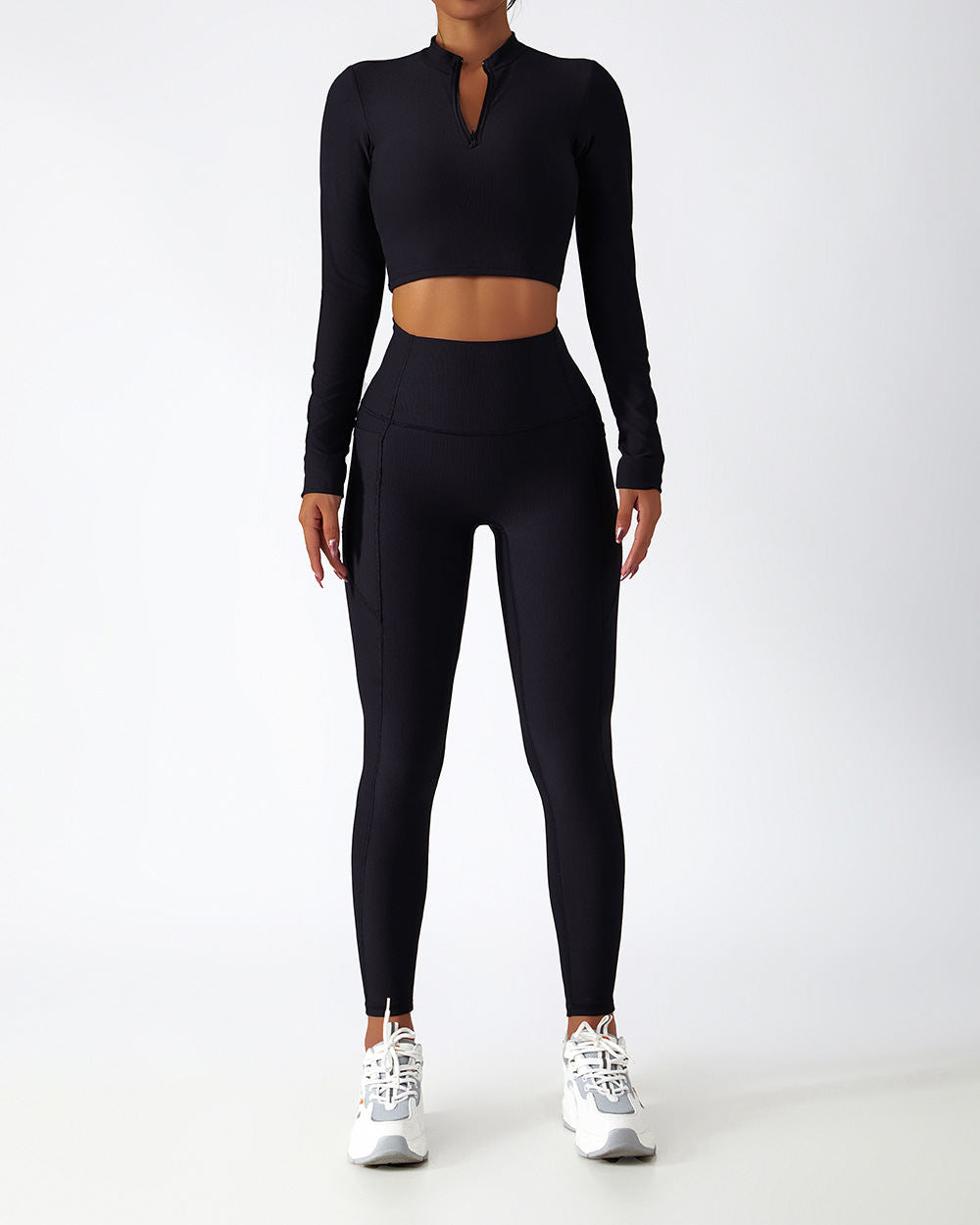 Long Sleeve Yoga Suit Running Training Belt Chest Pad Top