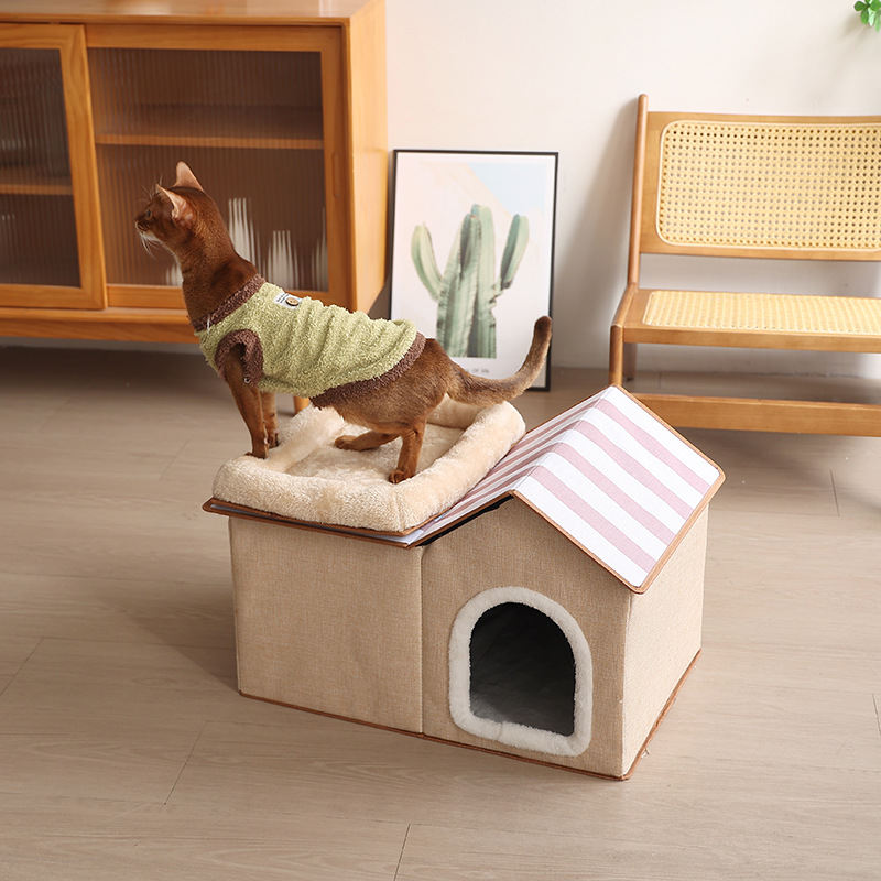 Thickened Foldable Detachable Washable Double-Layer Warm Cat Bed Mat Pet Supplies