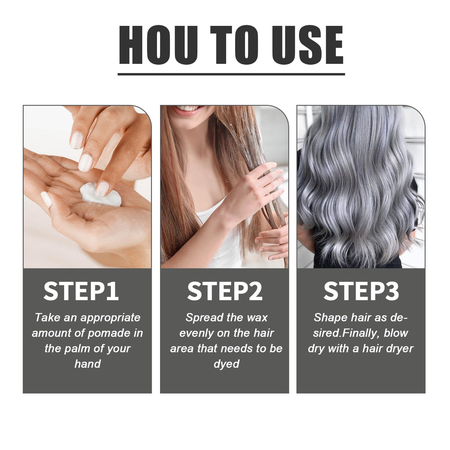 EELHOE Temporary Hair Wax, Natural Color One-Time Easy Color Hair Wax
