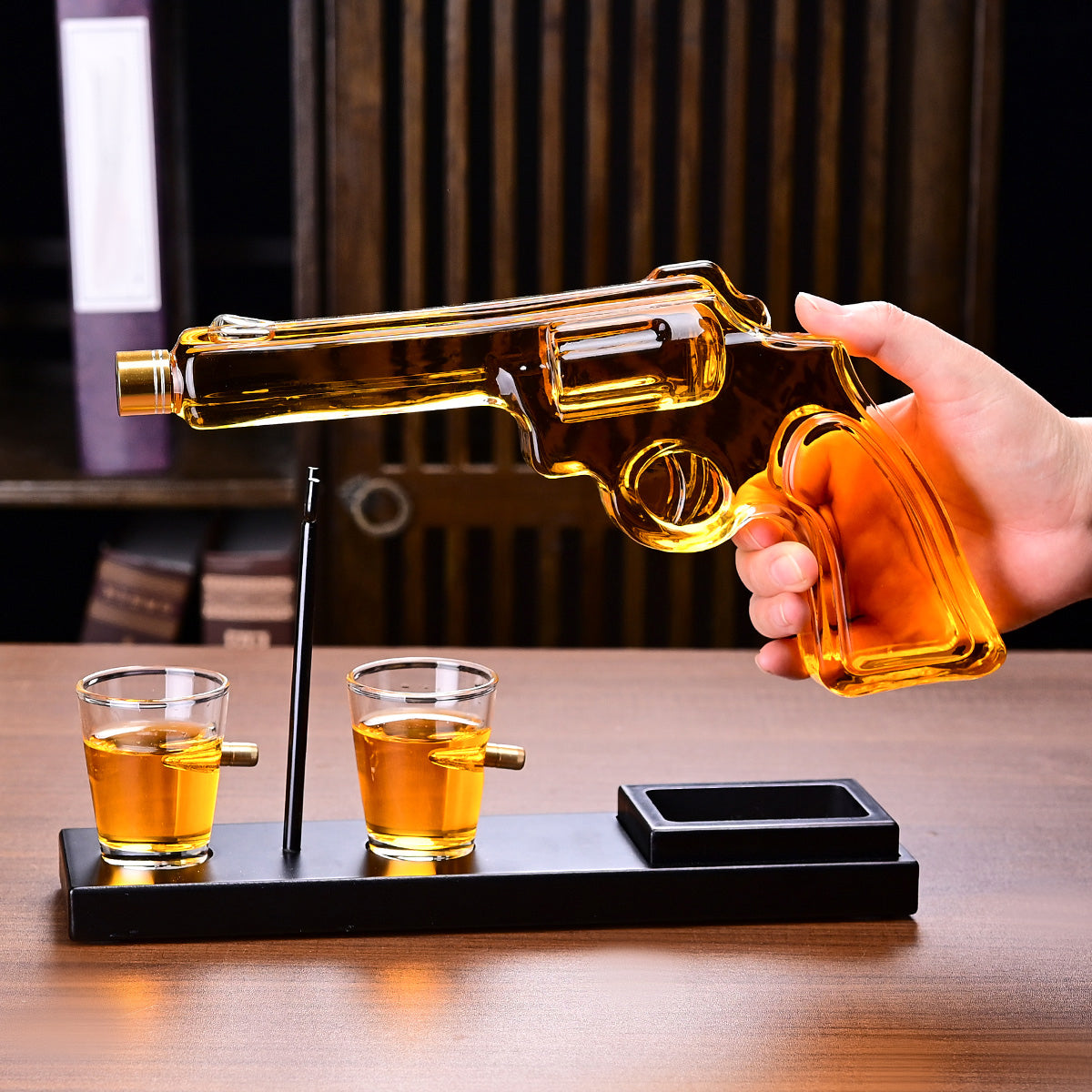 Gifts For Men Dad, 10 Oz Whiskey Gun Decanter Set 2 Bullet Glasses - Unique Birthday Pistol Gift Ideas Daughter Son, Personalized Liquor Dispenser - Scotch Bourbon Vodka, Him, Brother Husband