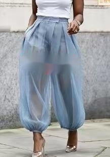 Summer New Semi Transparent Mesh Solid Color Bloomers