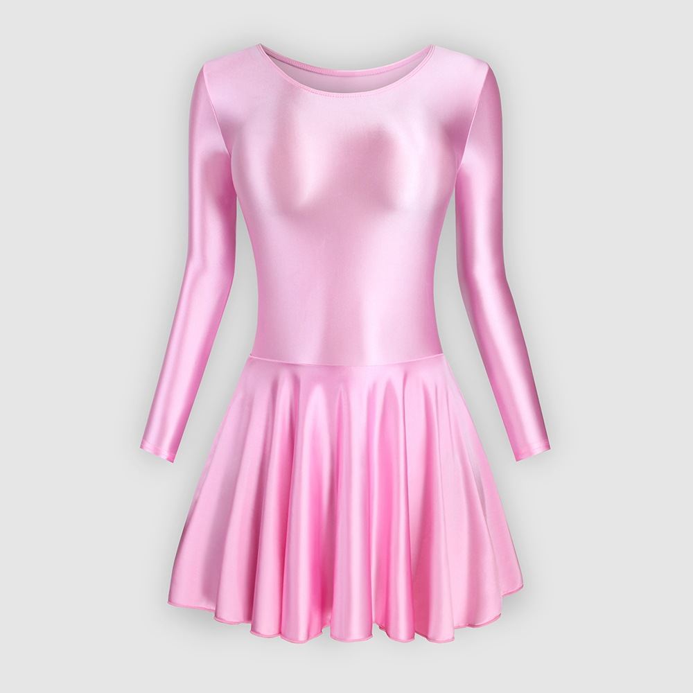 Glossy Silky One-piece Tight Practice Skirt Sports Yoga