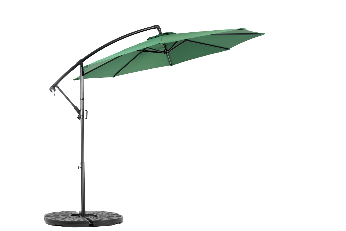 Best Choice Products 10ft Offset Hanging Market Patio Umbrella W-Easy Tilt Adjustment, Polyester Shade, 8 Ribs For Backyard, Poolside - Dark Green No Base
