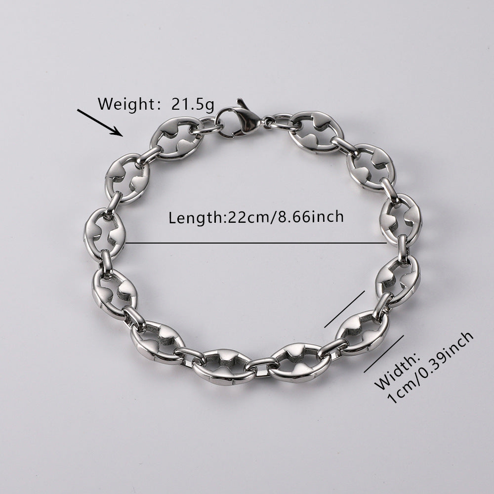 Popular Streetwear Cuban Chain Bracelet For Men, Bold Domineering Punk Hip Hop Design, All-match Stainless Steel Titanium Steel Fashion Accessories