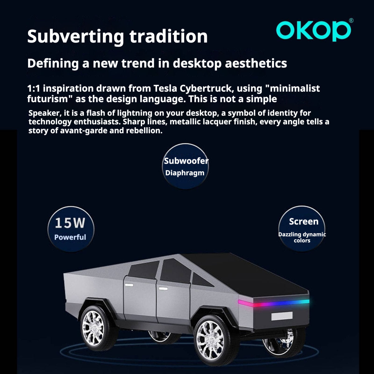 KP-828 Best-Selling Bluetooth Speaker Cyber Style Car Model With Dynamic Color Screen Wireless Subwoofer And Ambient Lighting Factory Direct Stock
