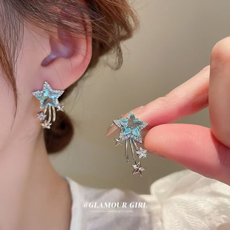 Summer Star Zircon Earrings, Niche Creative Designer Exquisite Studs, Elegant Light Luxury Fashion High-End Ear Jewelry