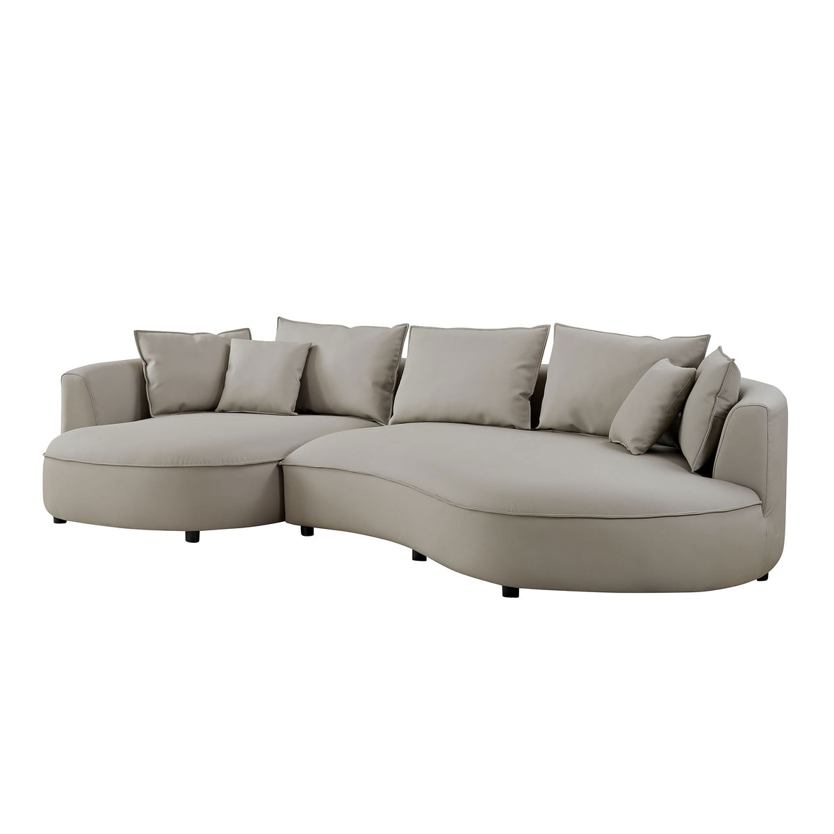 Modern Sectional Curved Sofa Couch For Living Room,Upholstered 5-Seat Sofa Couch Eco-leather Couch Set For Apartment Office,Light Grey