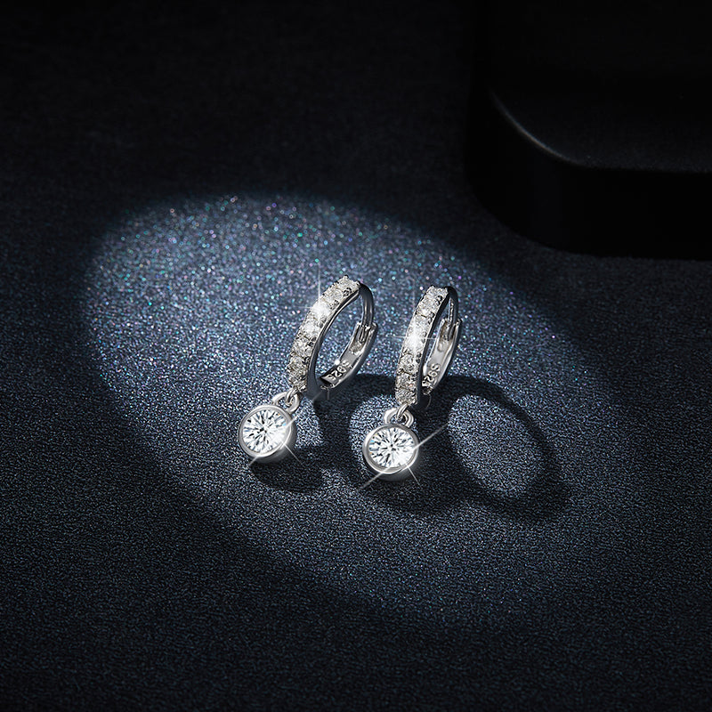 S925 Sterling Silver Moissanite Hoop Earrings Pave Huggie Hoop Dangle With GRA Certificate Platinum Plated Jewelry Gift Box Set For Women