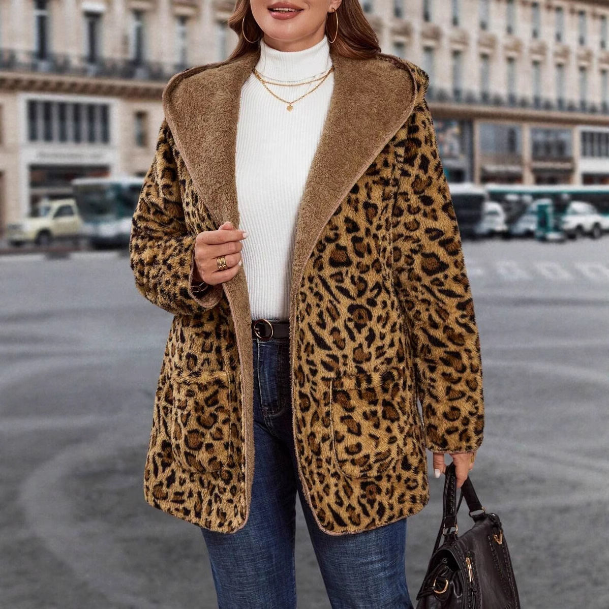 Hooded Loose Fit Warm And Extra-thickperfect For Shopping Dates And Travel