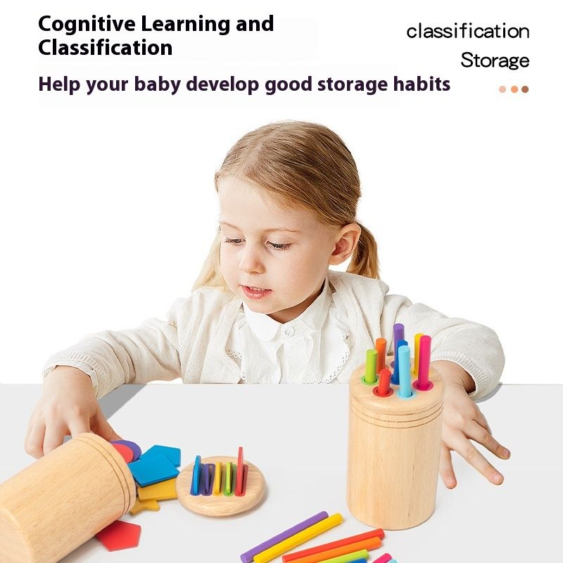 Color Classification Cup Children's Wooden Pen Holder Shape Cognition Pairing Early Education Toys