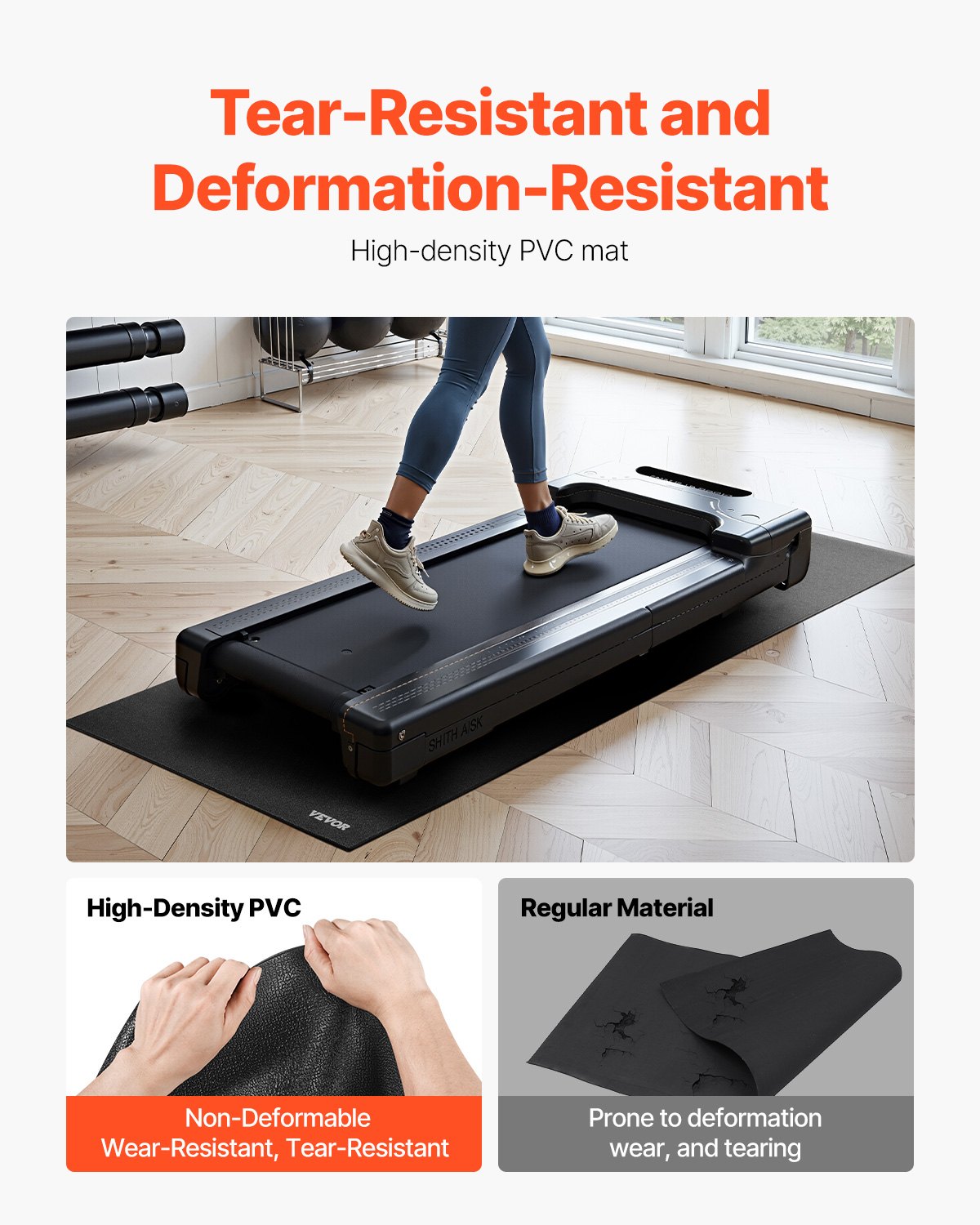 Treadmill Mat For Carpet Floor, 35.5in X 78.7in X 0.16in Exercise Equipment Mat For Treadmills, Elliptical, Rowing Machine, High Density PVC Floor Protector, Waterproof And Non-slip For Home Gym