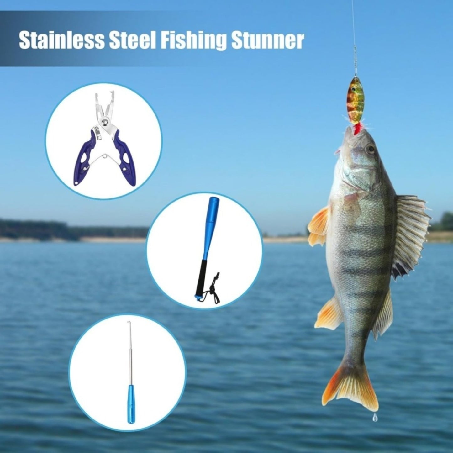 3-piece Fishing Fish Killer Set 24.5 Cm Aluminum Fish Killer Includes Fishing Pliers And Hook Remover Fishing Accessories For Beginners Outdoor Carp And Trout Fishing