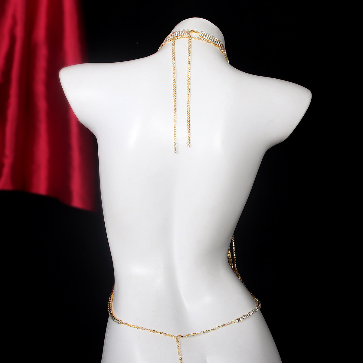 Sexy And Extravagant Rhinestone Necklace And Body Chain Set