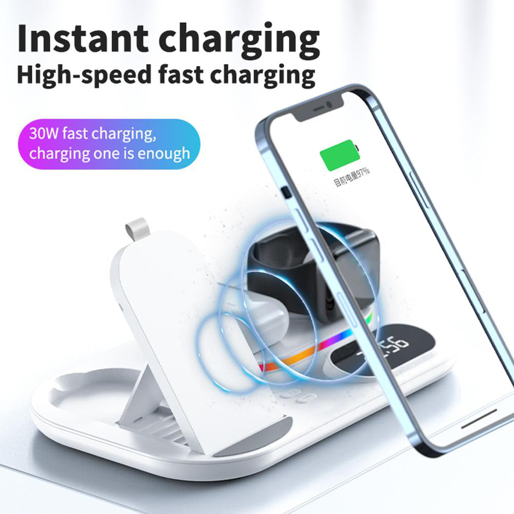 Wireless Charging Station 4 In1 Fast Charging Station Wireless Charger Stand Compatible For IPhone 13 12 3 2 Pro IWatch 7 6 5 SE 4 3 2 1 For Samsung Galaxy
