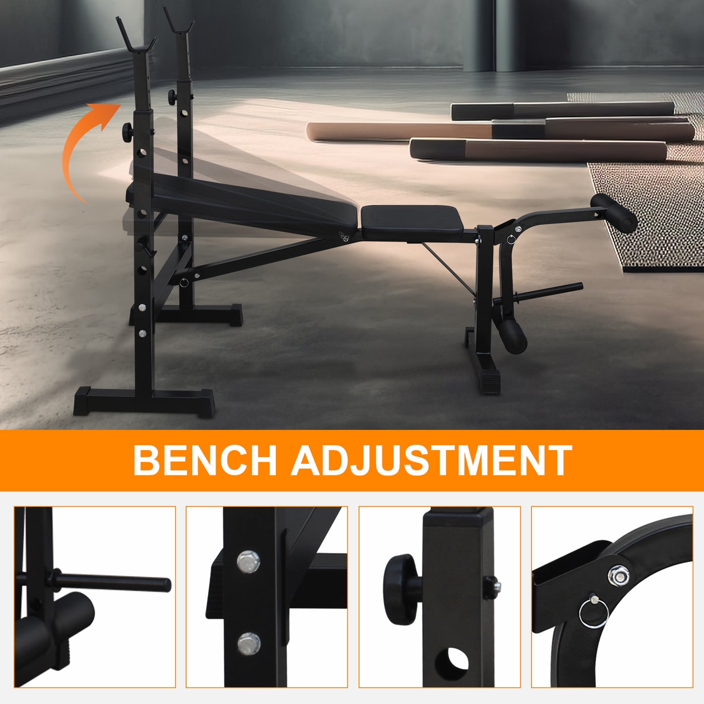 Olympic Weight Bench, Bench Press Set With Squat Rack And Bench For Home Gym Full-Body Workout