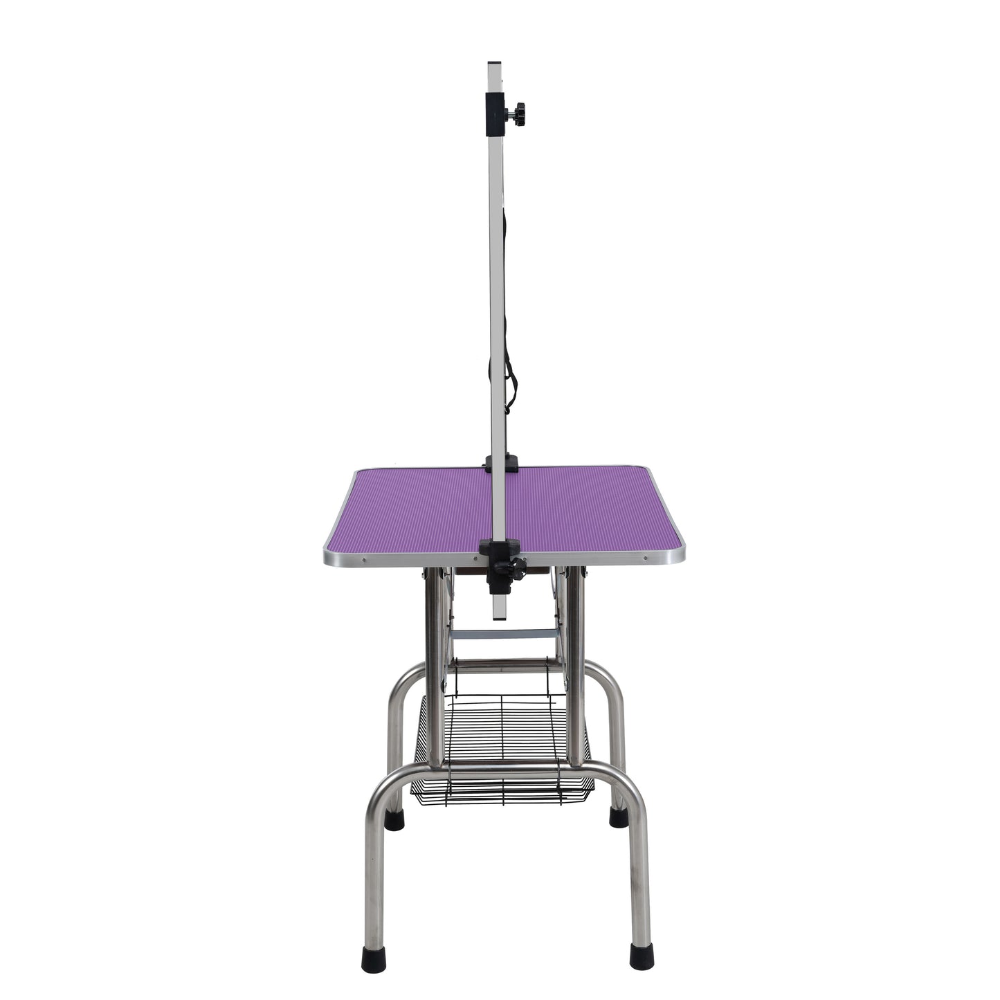 46 Folding Dog Pet Grooming Table Stainless Steel Frame Rubber Mat On Board With Adjustable Arm And Clamps Pet Dog Cat Grooming Table PURPLE COLOR