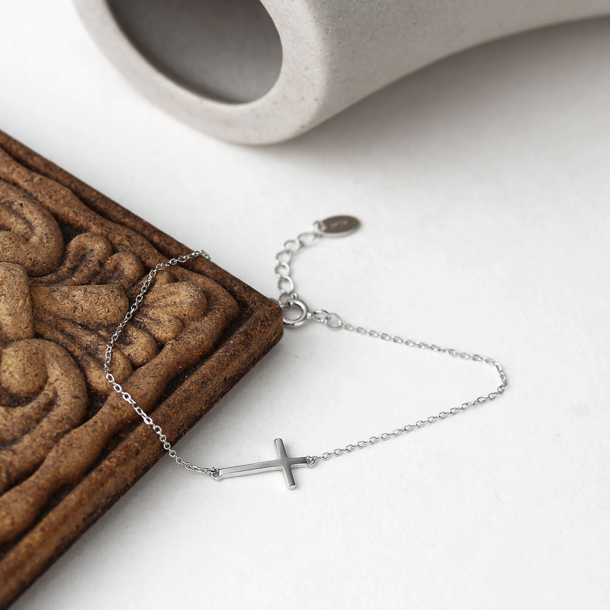 All-matching Simple Accessories S925 Sterling Silver Cross Bracelet
