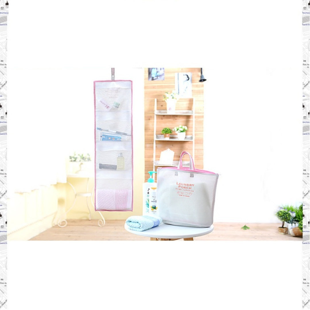 Portable Bath Hanging Mesh Bag Organizer Storage Handbag Toiletry Bag Yellow