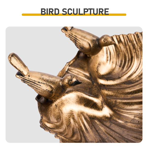 50x36x81cm Antique Bronze Resin Bird Bath With Shell Edge & 1.4W Solar Fountain