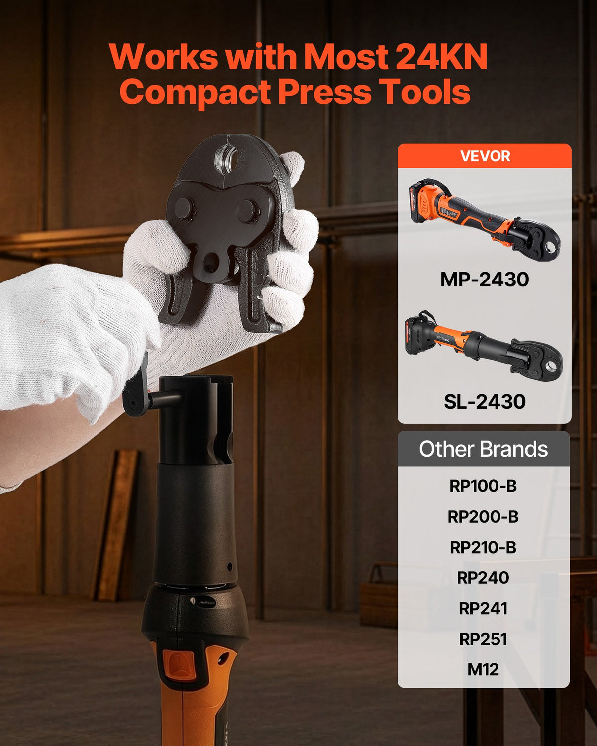 1/2" ProPress Jaw For Compact Series Press Tools, 52 HRC Hardened Steel Pressing Jaw - Compatible With 24KN Press Tools For Copper Pipes Connections