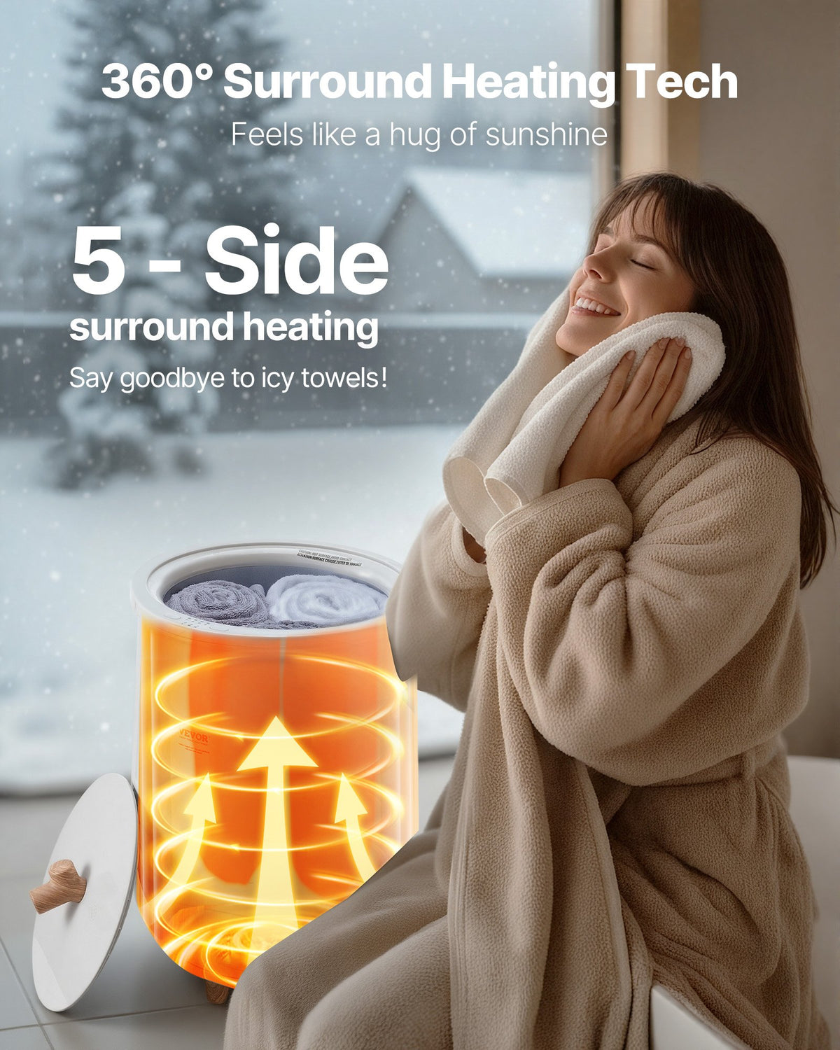 Towel Warmers For Bathroom, Towel Warmer Bucket Auto Shut Off For Spa Fits Up To 3 Oversized Bath Towels, Blankets, Clothes, Bathrobes, PJ's And More