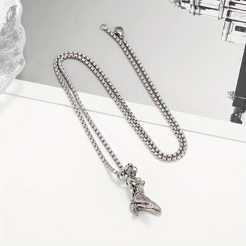 Men BDSM-inspired Kinky Pendant Necklace, Copper With Silver Plating, Gothic Jewelry, Statement Fashion Accessory