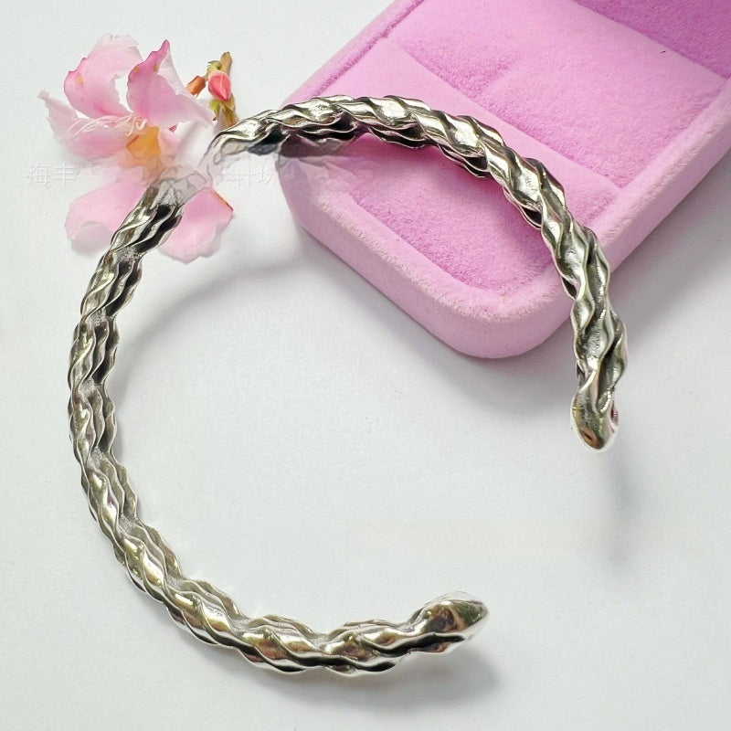 Handmade Braided Diamond-Shape Open-End Bracelet A Creative Retro And Fashionable Gift