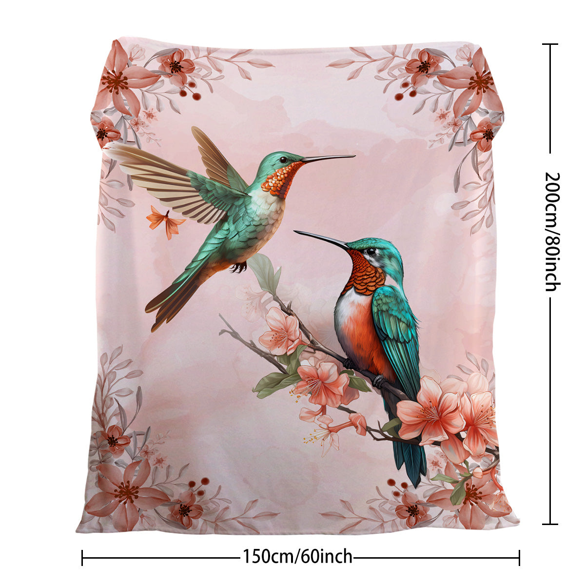 Bird Blanket, Cozy Flannel Pretty Bird & Flowers Throw Blanket For Couch Outdoor, Plush Soft Lightweight Travel Blankets For Bed Decor And Gifts