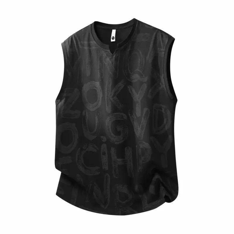 Casual Summer Printed Crew-neck Vest Trendy For Sports And Fitness