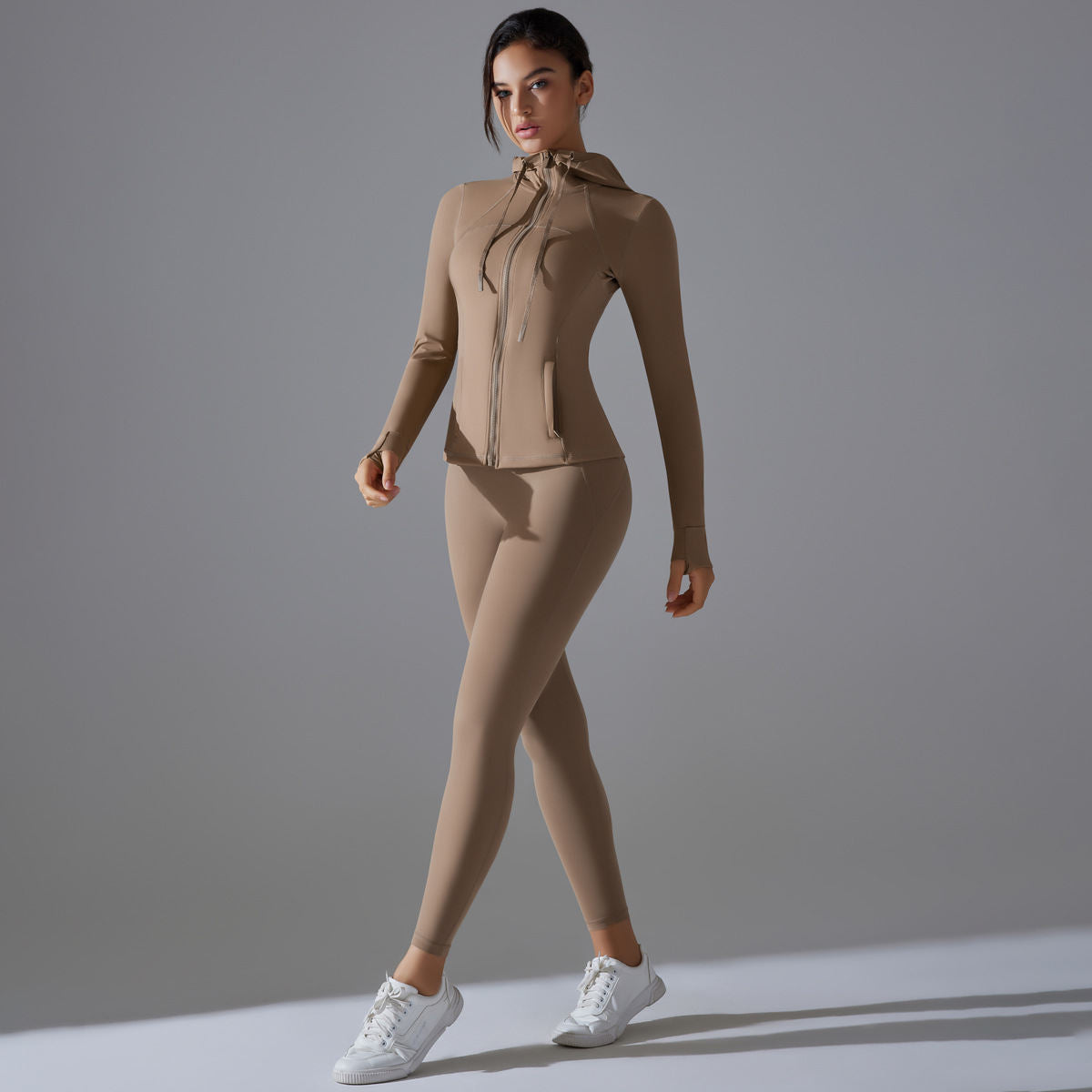 Double-sided Brocade Yoga Zipper Fitness Suit