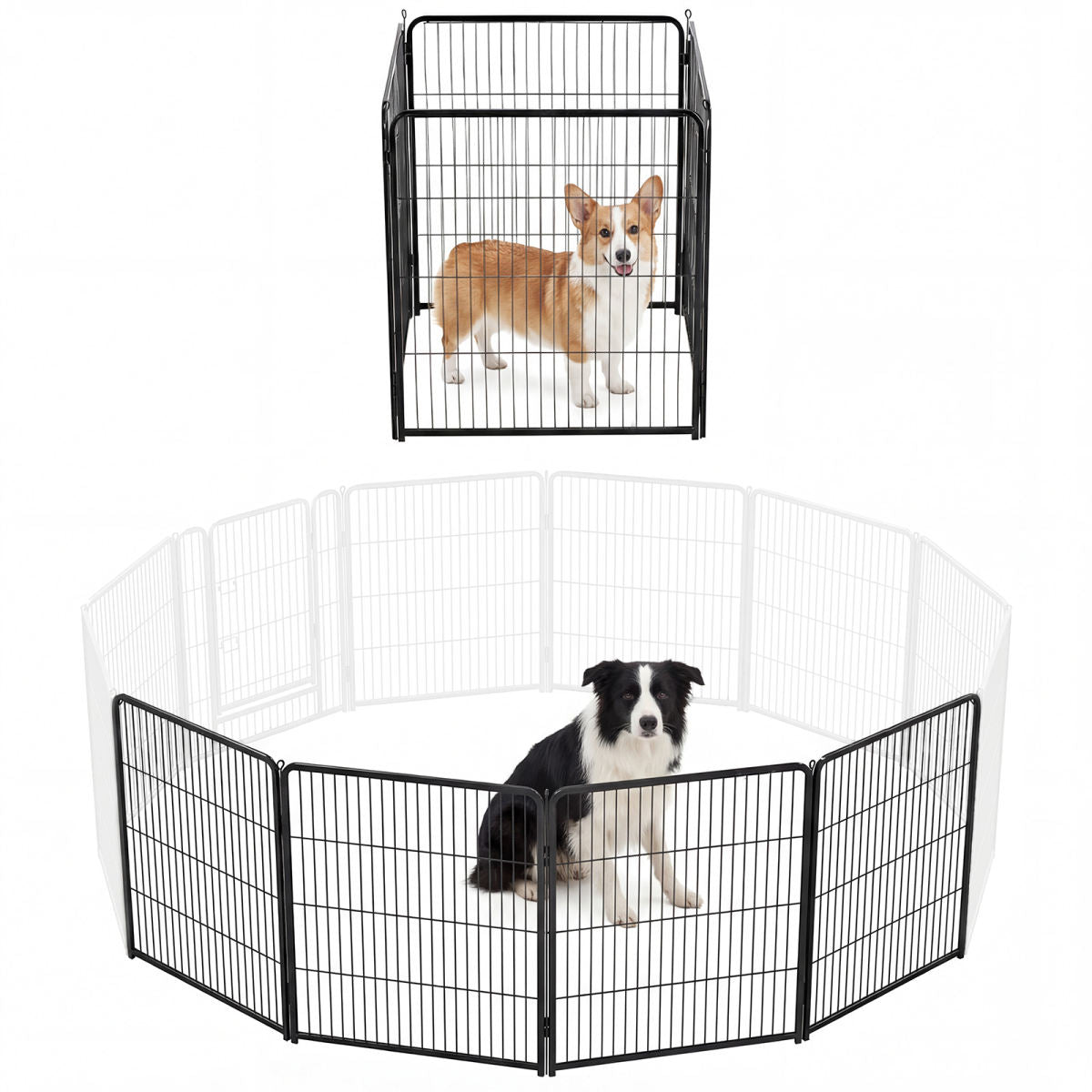 Metal Material, Foldable Pet Fence With A Door, Suitable For Small, Medium And Large-sized Dogs Outdoors