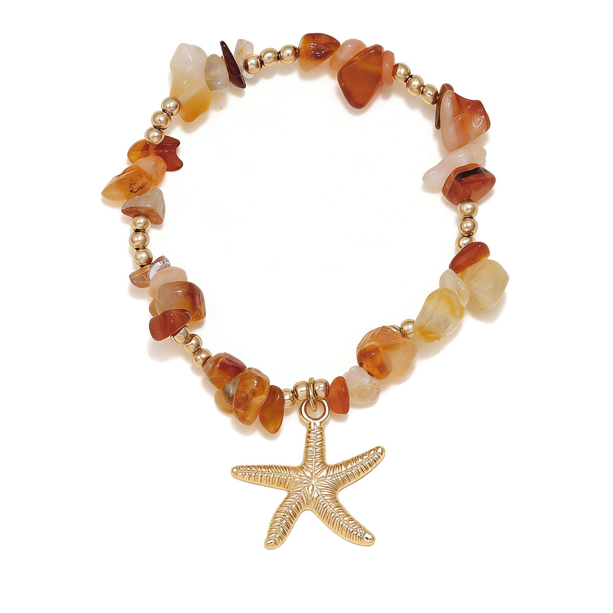 Cross-border Summer Beach Vacation Women Bracelet, Versatile Bohemian Gravel Bead Wrist Chain With Starfish Pendant Unique Fashion Jewelry