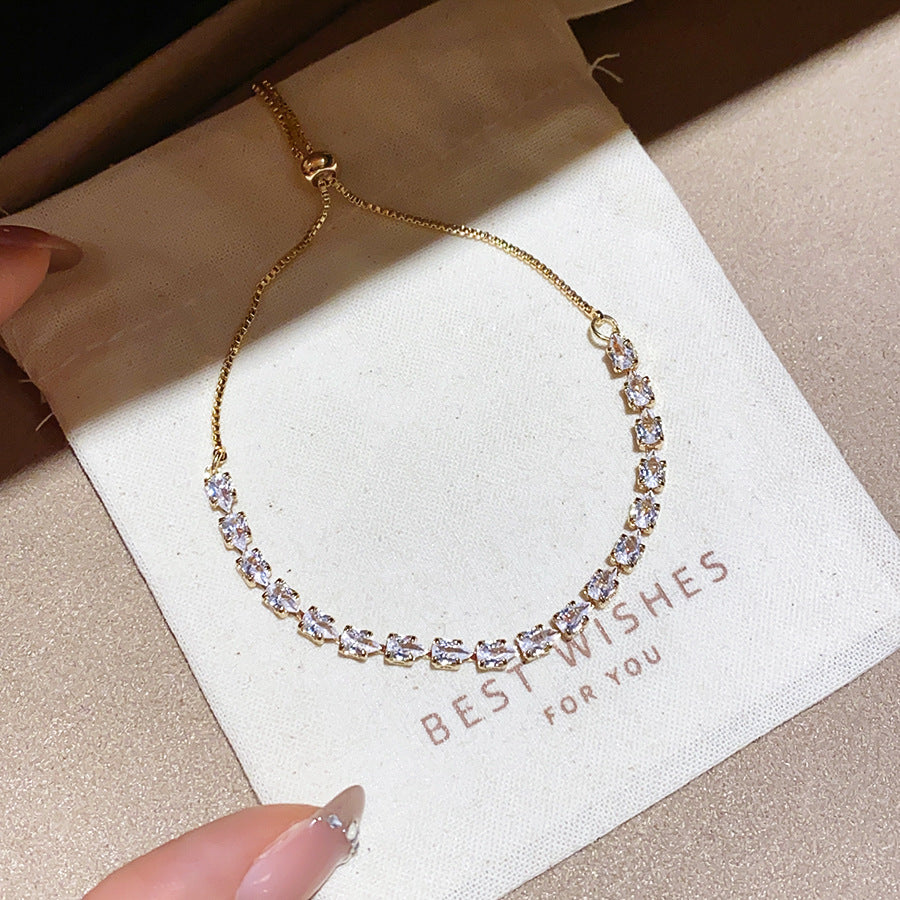 Frosted Blue Cubic Zirconia Bangle Ins Style Trendy Bracelet Streetwear Fashion Jewelry
