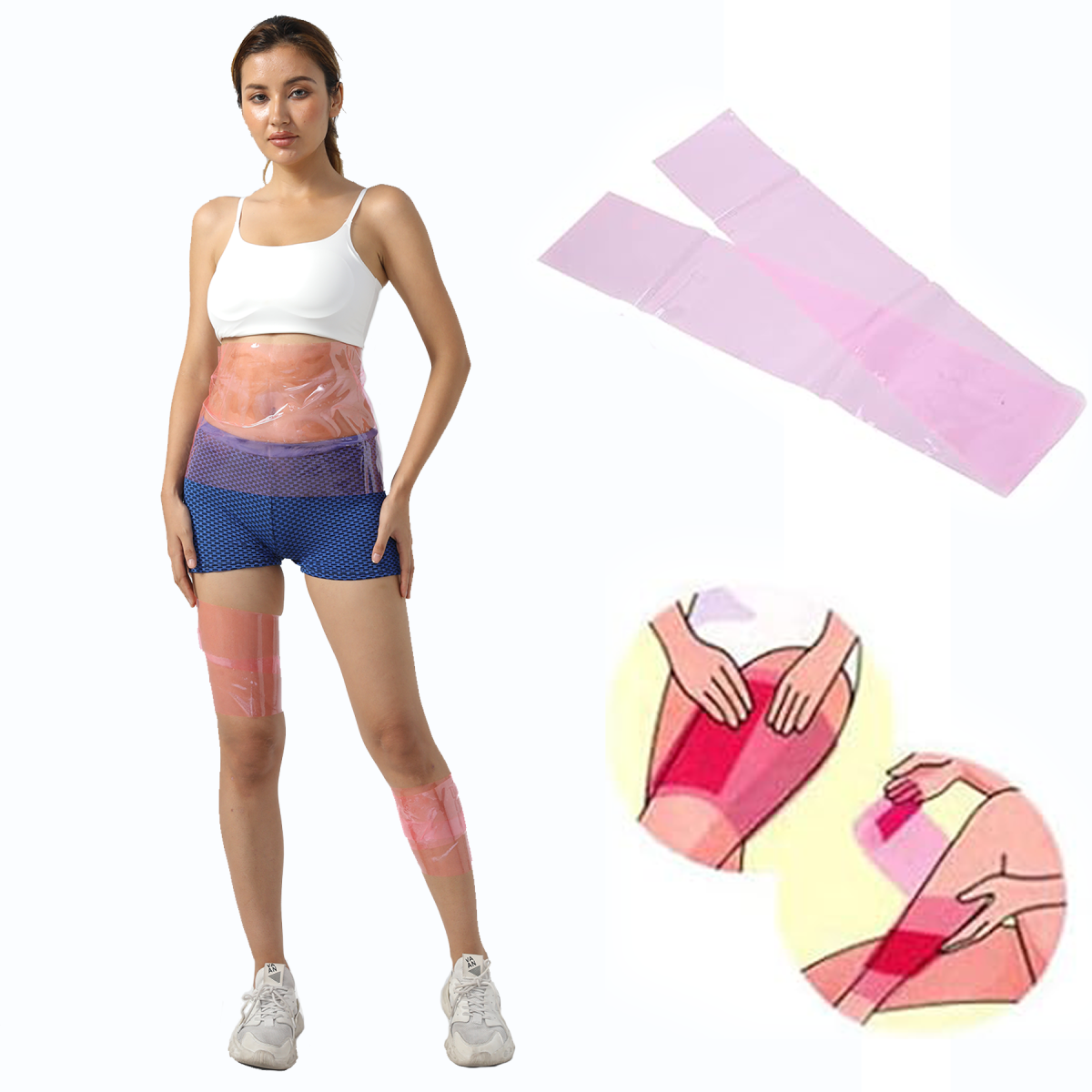 Hot Sale PVC Soft Plastic Thigh Trainer Belt Sauna Sweat Belly Body Lose Weight Tummy Waist Thigh Slimming Wrap