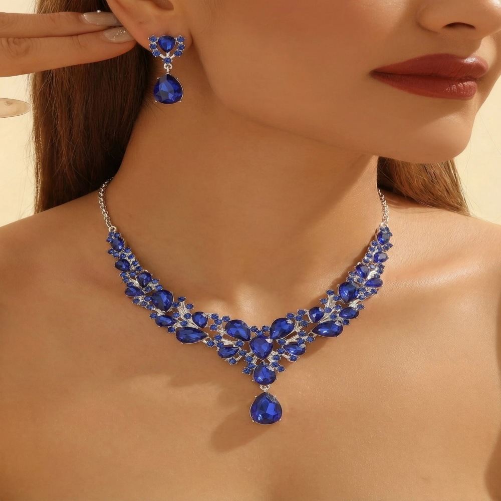 Cross-border Bestseller European American Rhinestone Bridal Necklace & Earring Set, Exaggerated Fashion Formal Dress Accessories For Banquet Party Women
