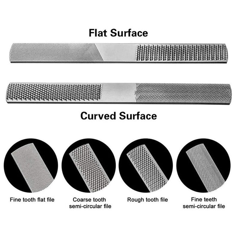 4 In 1 Carbon Steel Rasp File Carpentry Woodworking Wood Carving Hand Tools