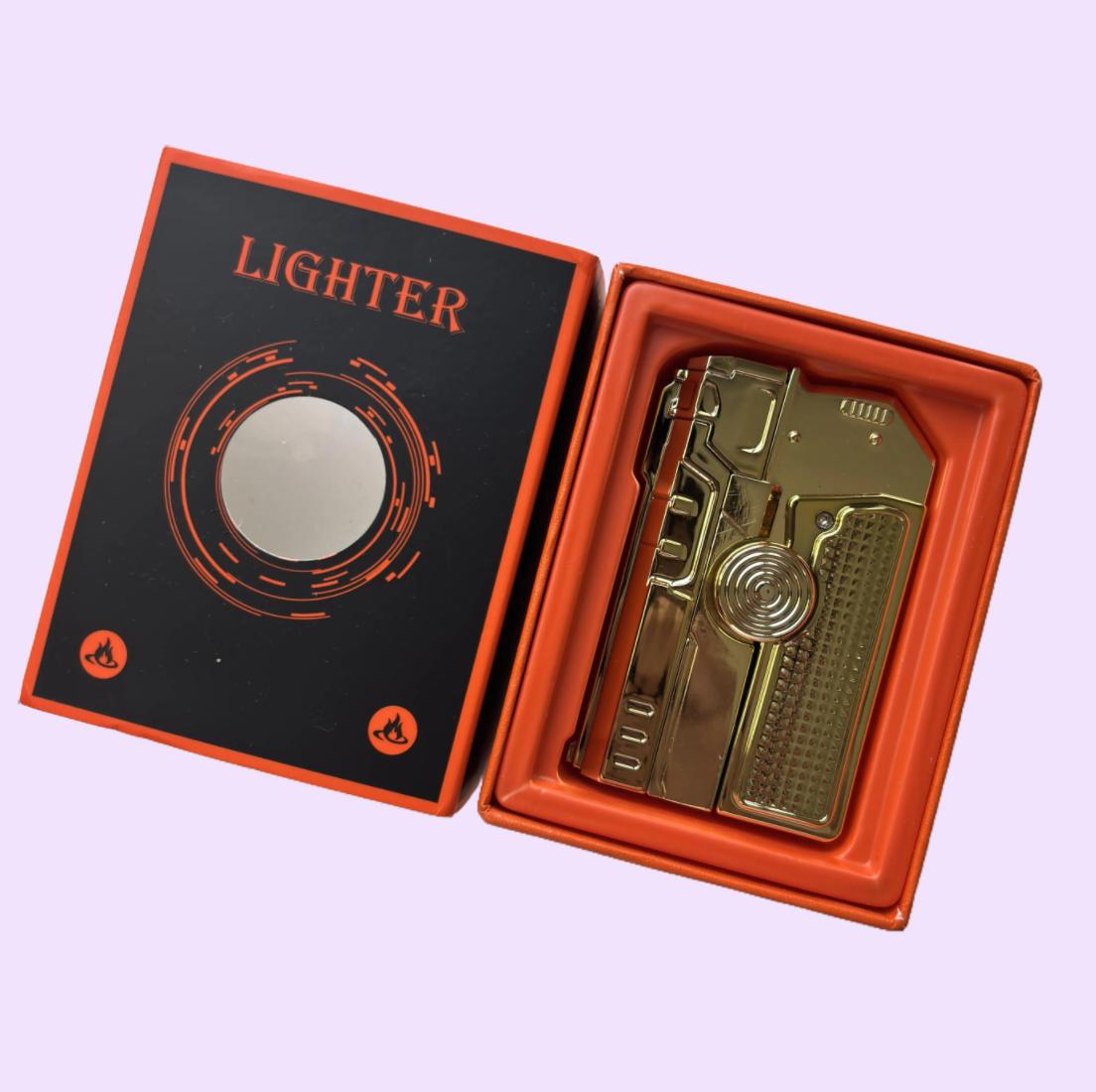 Butane Free-2-in-1 Fidget Spinner Gun Lighter Foldable Transformer Metal Lighter Red Laser Windproof Novelty EDC Gadget Gift For Men