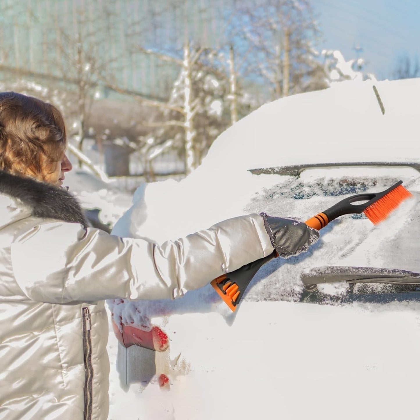 2-in-1 Car Ice Scraper Set With Snow Brush And Windshield Cover – Winter Accessories For Cars – Accessories Set