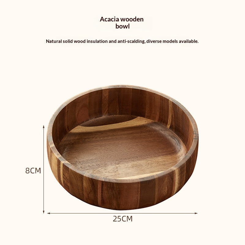 Hand-Painted Acacia Wood Salad Bowl For Home Use