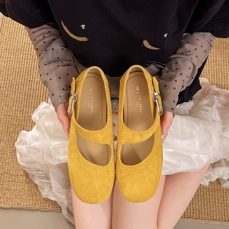 Korean Trendy Ballet Mary Jane Flats For Women, New Summer 2026, Round Toe Slip-On Shoes With Strap Buckle