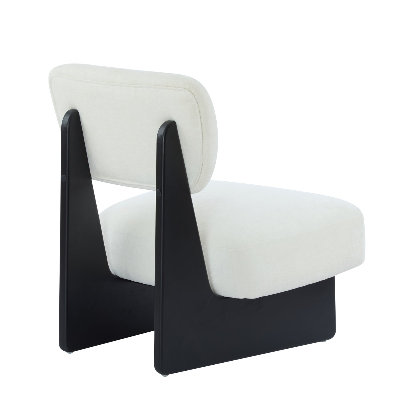 Modern Beige Lounge Chair With Polyester Upholstery, Sturdy Wood Base With Black Finish, Minimalist And Stylish Accent Seating For Living Room, Bedroom, Or Office