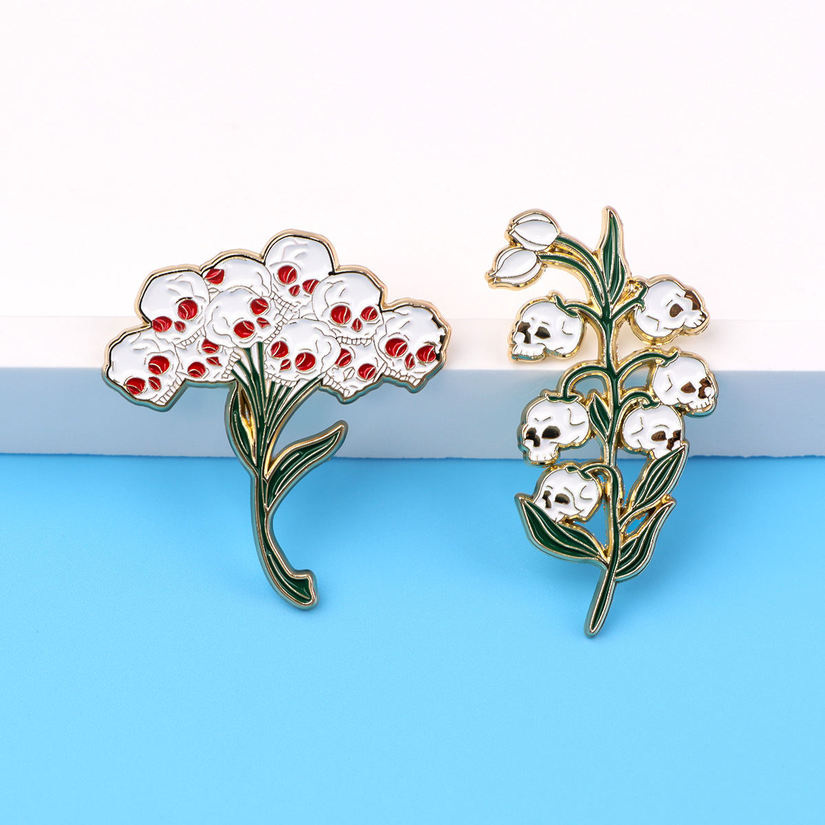 Skull Flower Brooch Backpack Ornament Accessories Pin Alloy