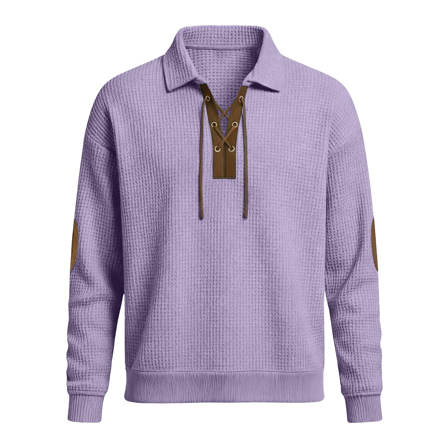 Mens Fashion Solid-Color Long-Sleeve Loose-Fit Sweatshirt