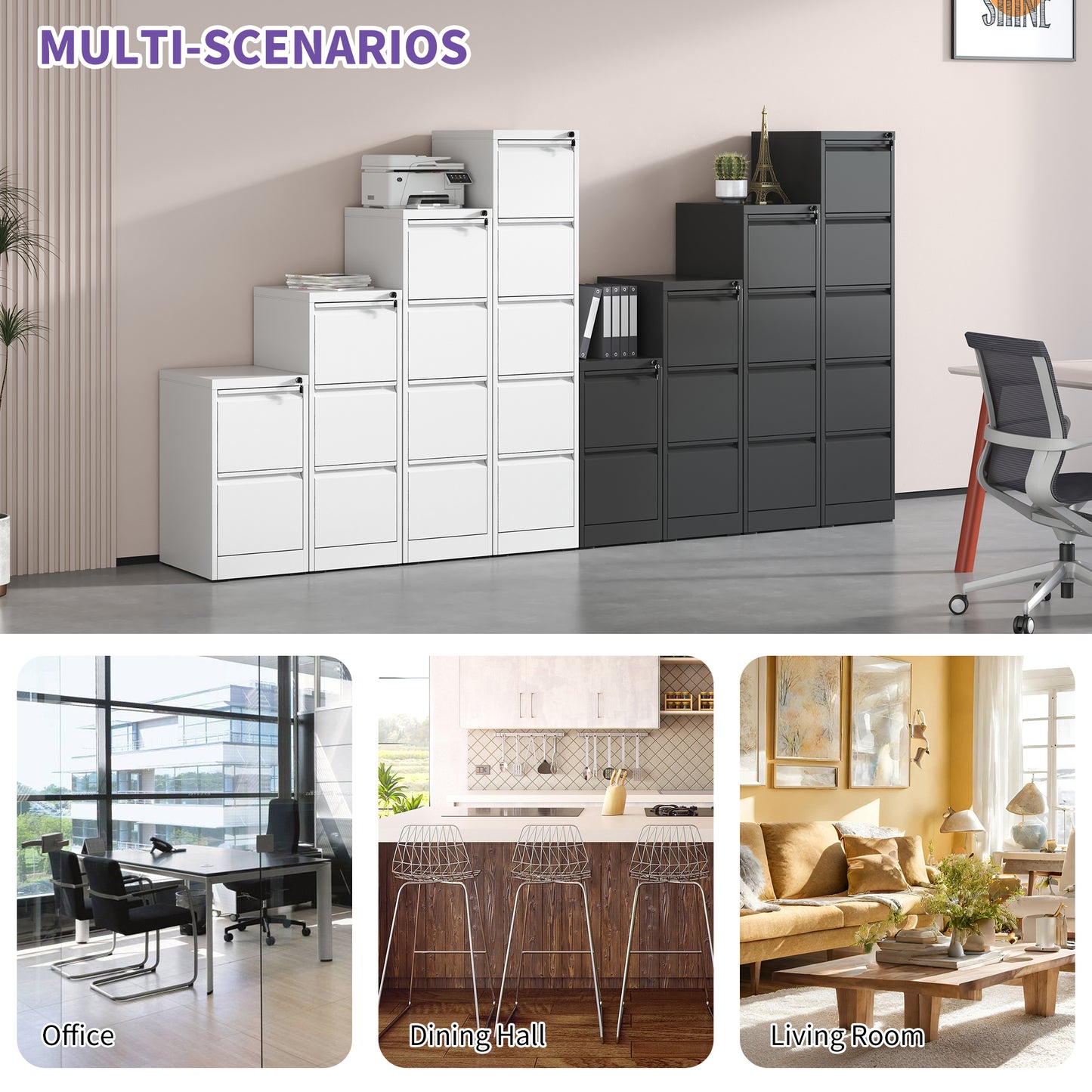 3 Drawer Metal Vertical File Cabinet With Lock Office Home Steel Vertical File Cabinet For A4 Legal Letter Size3