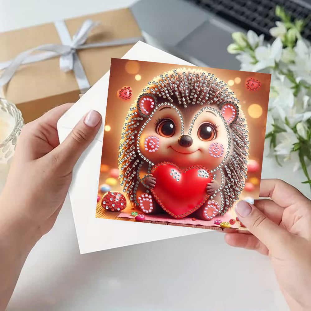 DIY Diamond Painting Kit Birthday Card Kit, Unique Hedgehog Pattern Design, Water Diamond Painting Art Mosaic Postcards, Festival Cards Perfect For Families, Friends, And Lovers, Handmade Gifts