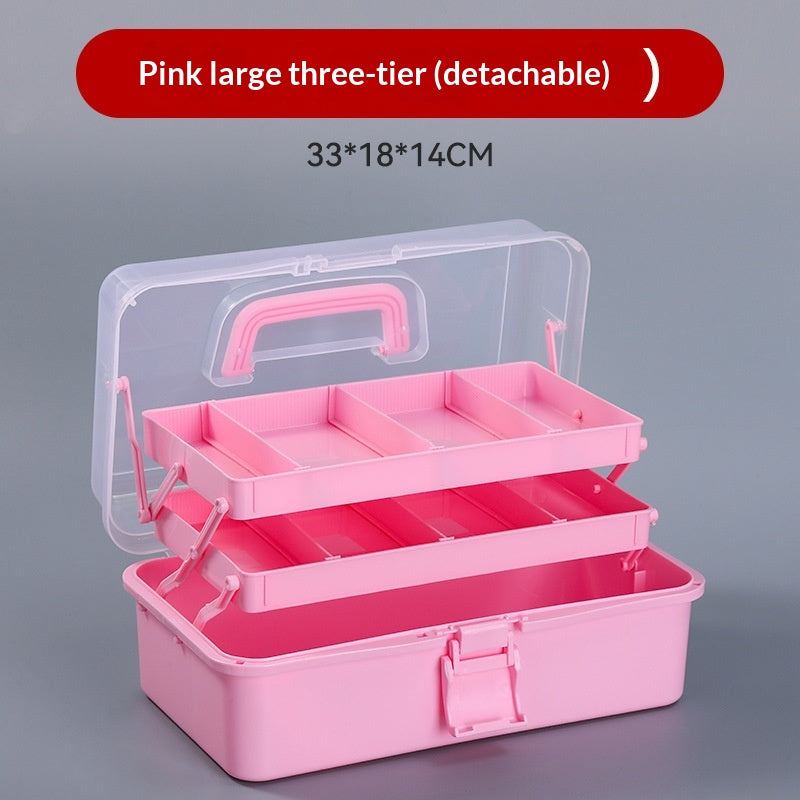 Three-tier Portable Storage Box For Art Supplies